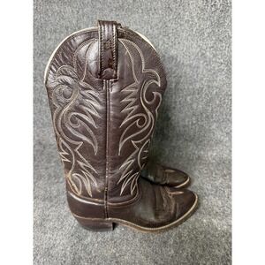 Vintage Acme Boots Mens Size 7 Brown Leather Western Cowboy Pointed Toe Pull On